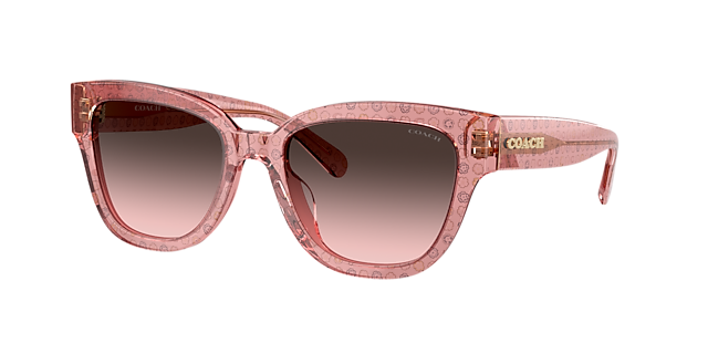 COACH HC8379U CL920 Ruby Pearl Signature C - Woman Luxury Sunglasses, Grey  Rose Gradient Lens