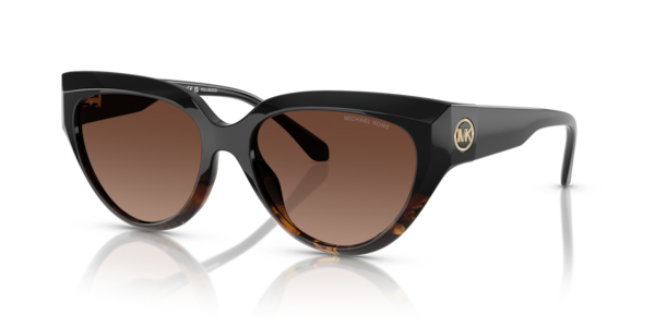 Óculos de sol Michael Kors Boca Raton MK2241U, formato cat-eye, armação em acetato tartaruga, lente marrom espelhada