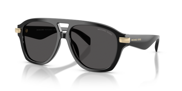 Óculos de sol Michael Kors Grenada MK2277U, formato aviador, armação em acetato preto, lente cinza degradê