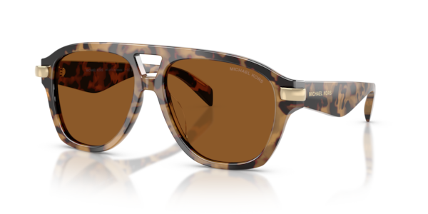 Óculos de sol Michael Kors Grenada MK2277U, formato aviador, armação em acetato tartaruga clara, lente marrom degradê