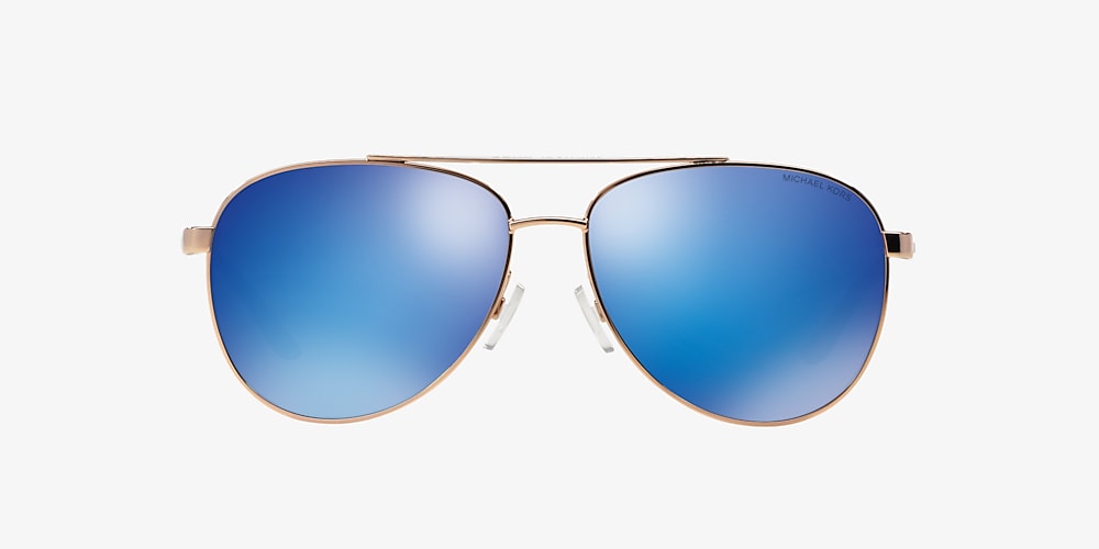 Michael Kors MK5007 Hvar 59 Blue Mirror & Rose Gold/White Sunglasses |  Sunglass Hut USA