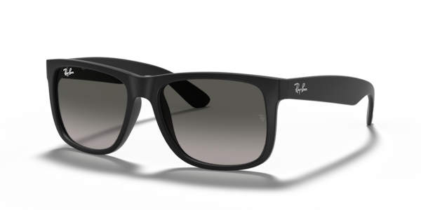 Óculos de sol Ray-Ban Justin Classic RB4165L, formato quadrado, armação em nylon preto, lente cinza