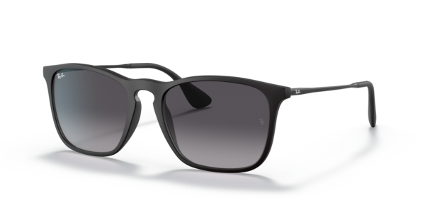 Óculos de sol Ray-Ban Chris RB4187L, formato redondo, armação em metal preto, lente cinza