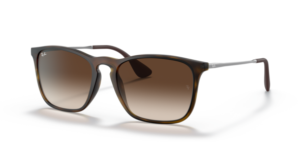 Óculos de sol Ray-Ban Chris RB4187L, formato redondo, armação em metal havana, lente marrom