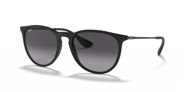 Óculos de sol Ray-Ban Erika Classic RB4171L, formato redondo, armação em acetato preto, lente cinza