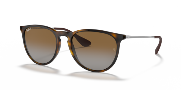 Óculos de sol Ray-Ban Erika Classic RB4171L, formato redondo, armação em acetato havana claro, lente marrom