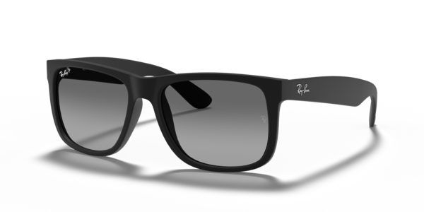 Óculos de sol Ray-Ban Justin Classic, formato quadrado, armação em nylon preto, lente cinza