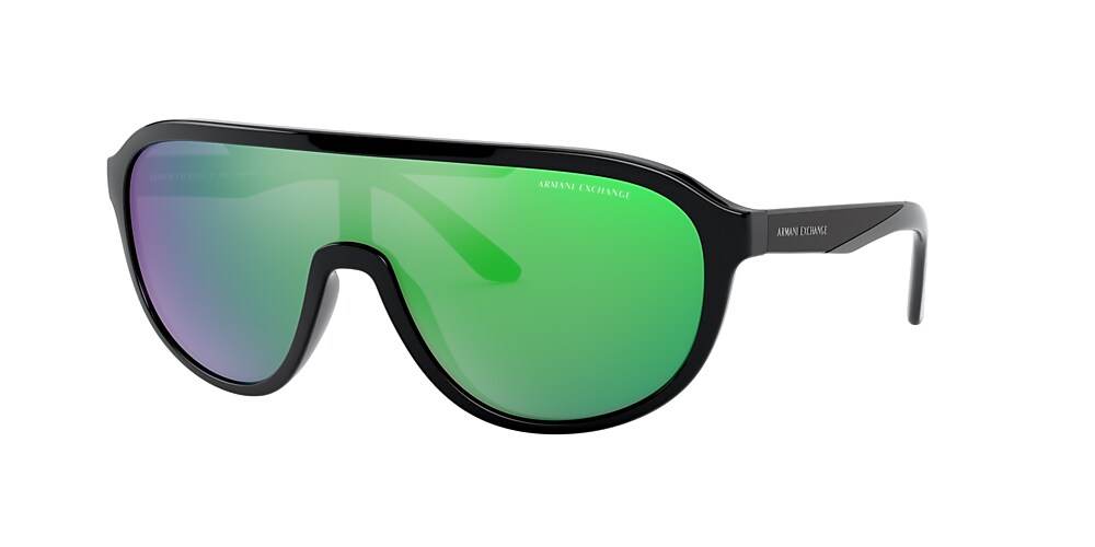 Armani Exchange AX4099S 01 Mirror Green Shiny Black Sunglasses