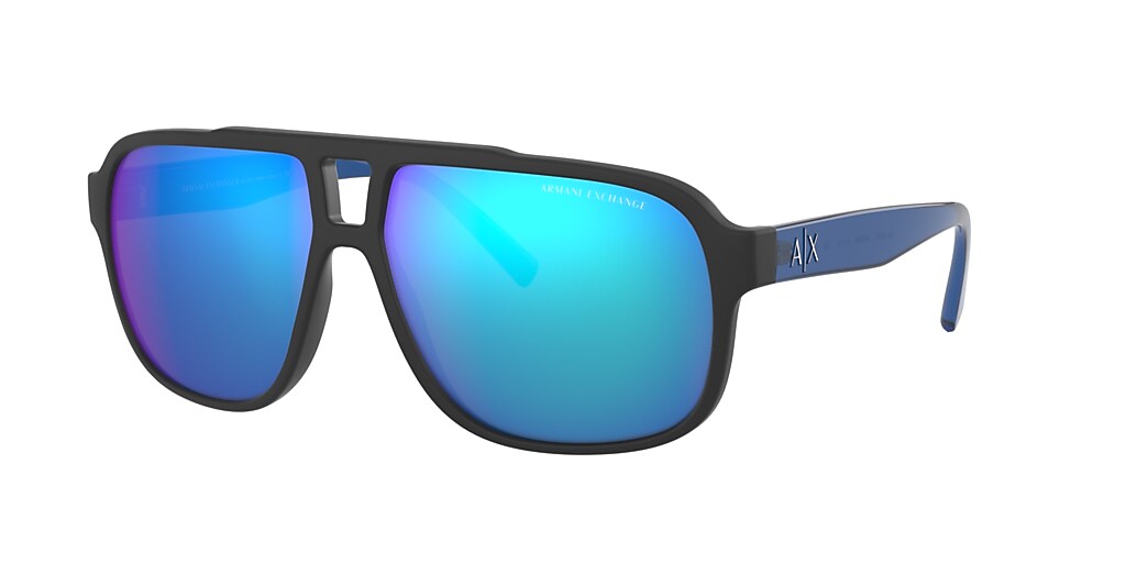 Armani Exchange AX4104S 61 Mirror Blue & Matte Black Sunglasses