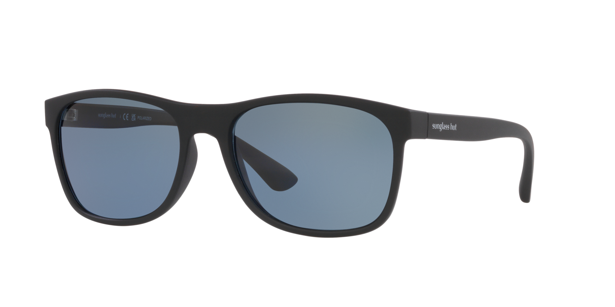 Sunglass Hut Collection HU2020 Matte Black - Men Sunglasses, Polar Blue Lens