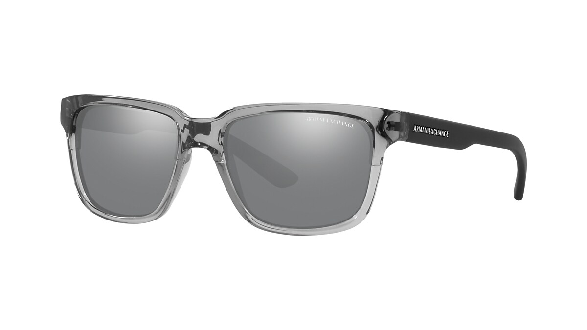 Armani Exchange AX4026S 56 Grey Mirror Silver Polar & Shiny Transparent  Grey Polarized Sunglasses | Sunglass Hut USA