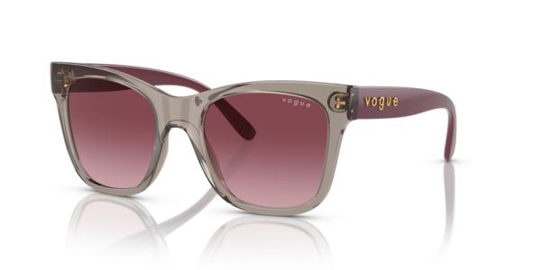 Óculos de sol Vogue Eyewear VO5428SL, formato cat-eye, armação em acetato marrom, lente rosa