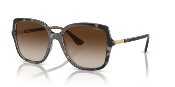 Óculos de sol Vogue Eyewear VO5538SL, formato quadrado, armação em acetato tartaruga e dourado, lente marrom degradê