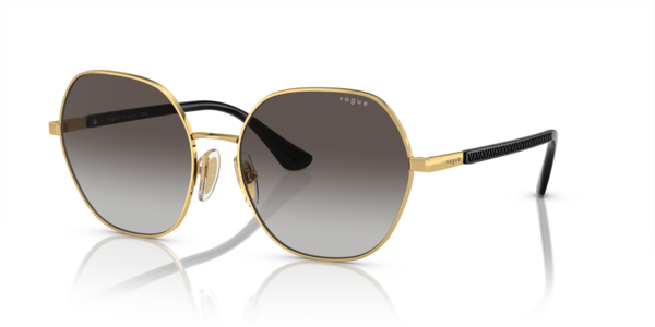 Óculos de sol Vogue Eyewear VO4288SL, formato irregular, armação em metal dourado, lente cinza