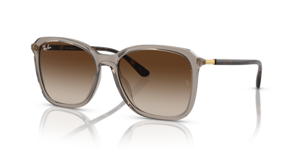 Óculos de sol Ray-Ban RB4417L, formato quadrado, armação em acetato caramelo translúcido, lente marrom