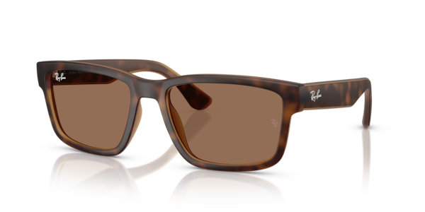 Óculos de sol Ray-Ban Rb4438l, formato quadrado, armação em acetato havana-escuro, lente marrom total
