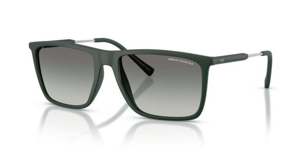 Óculos de sol Armani Exchange AX4160S, formato quadrado, armação em acetato verde, lente cinza