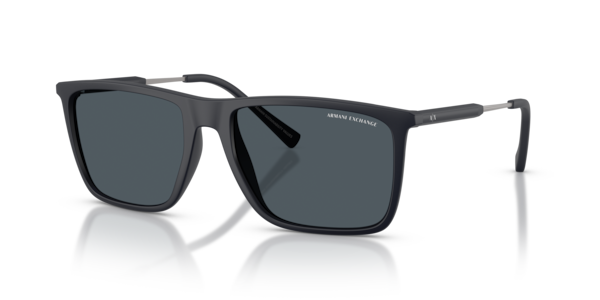 Óculos de sol Armani Exchange AX4160S, formato quadrado, armação em acetato preto, lente cinza