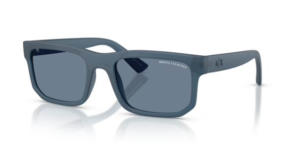 Óculos de sol Armani Exchange AX4165S, formato retangular, armação em acetato azul, lente azul