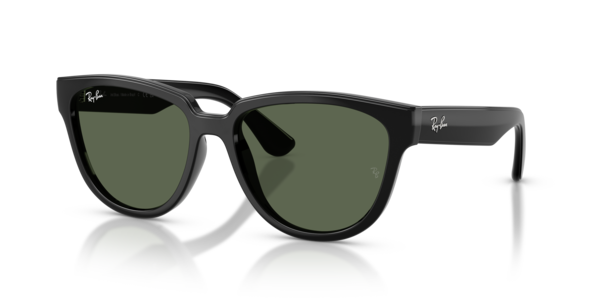 Óculos de sol Ray-Ban RB4463L, formato quadrado, armação em injetado preto, lente verde g-15