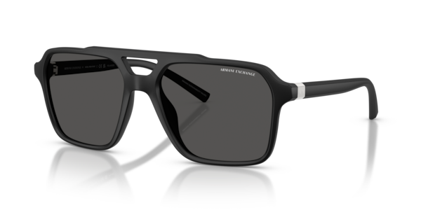 Óculos de sol Armani Exchange AX4166SU, formato quadrado, armação em acetato preto, lente cinza