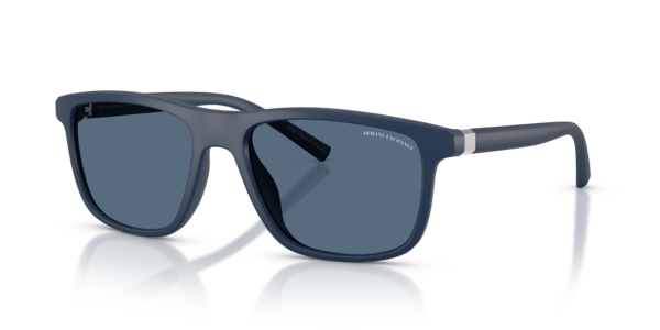 Óculos de sol Armani Exchange AX4167SU, formato quadrado, armação em acetato azul, lente azul