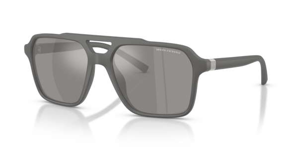 Óculos de sol Armani Exchange AX4166SU, formato quadrado, armação em acetato cinza, lente azul espelhada