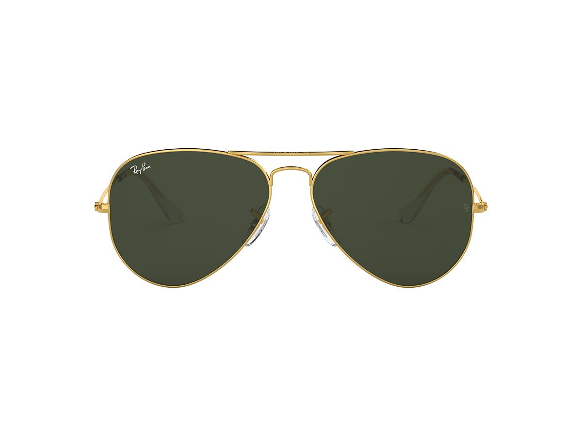 Ray-Ban RB3025 Aviator Classic 55 Green & Gold Sunglasses | Sunglass Hut USA