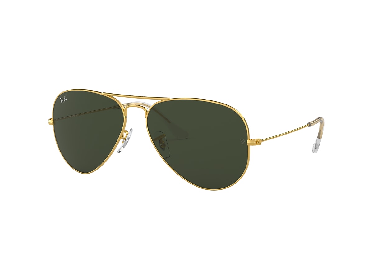 Optimal symmetri Repressalier Ray-Ban RB3025 Aviator Classic 55 Green & Gold Sunglasses | Sunglass Hut USA