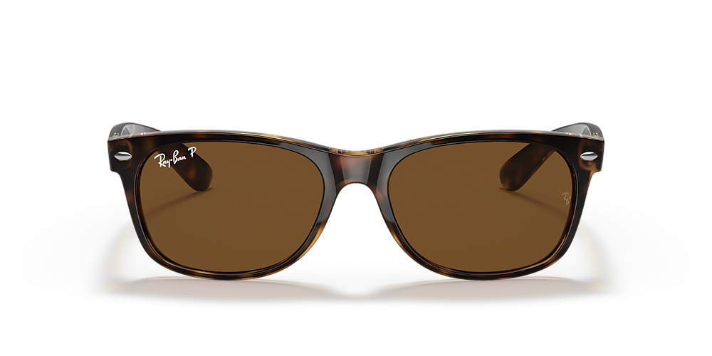 Ray-Ban RB2132 New Wayfarer 55 Brown & Tortoise Polarized Sunglasses | Hut USA