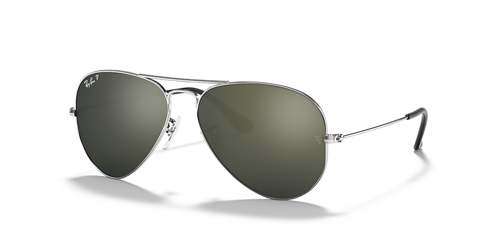 Ray-Ban AVIATOR CLASSIC 58 Grey & Silver Polarized Sunglasses | Hut USA