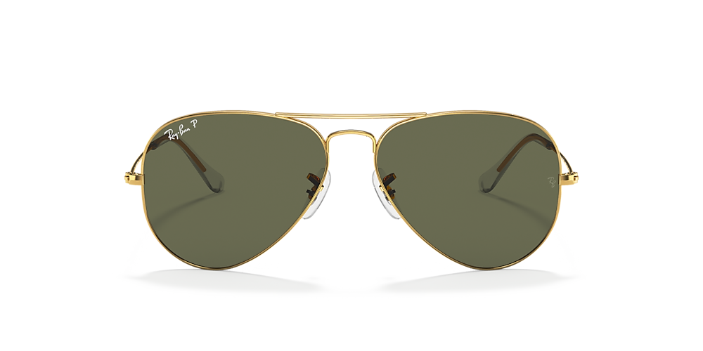 Op de loer liggen mini Syndicaat Ray-Ban RB3025 Aviator Classic 58 Green & Gold Polarized Sunglasses |  Sunglass Hut USA