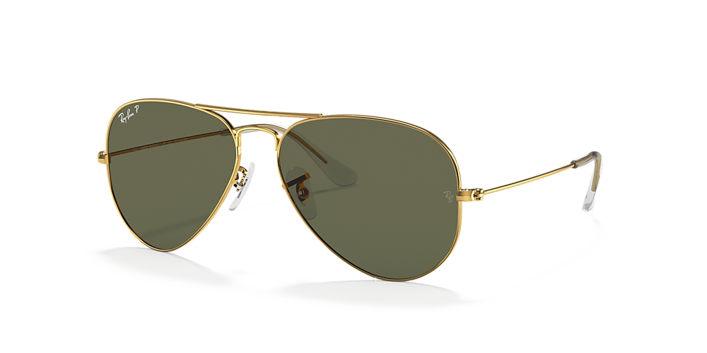 Hechting Oordeel Seizoen Ray-Ban RB3025 Aviator Classic 58 Green & Gold Polarized Sunglasses |  Sunglass Hut USA