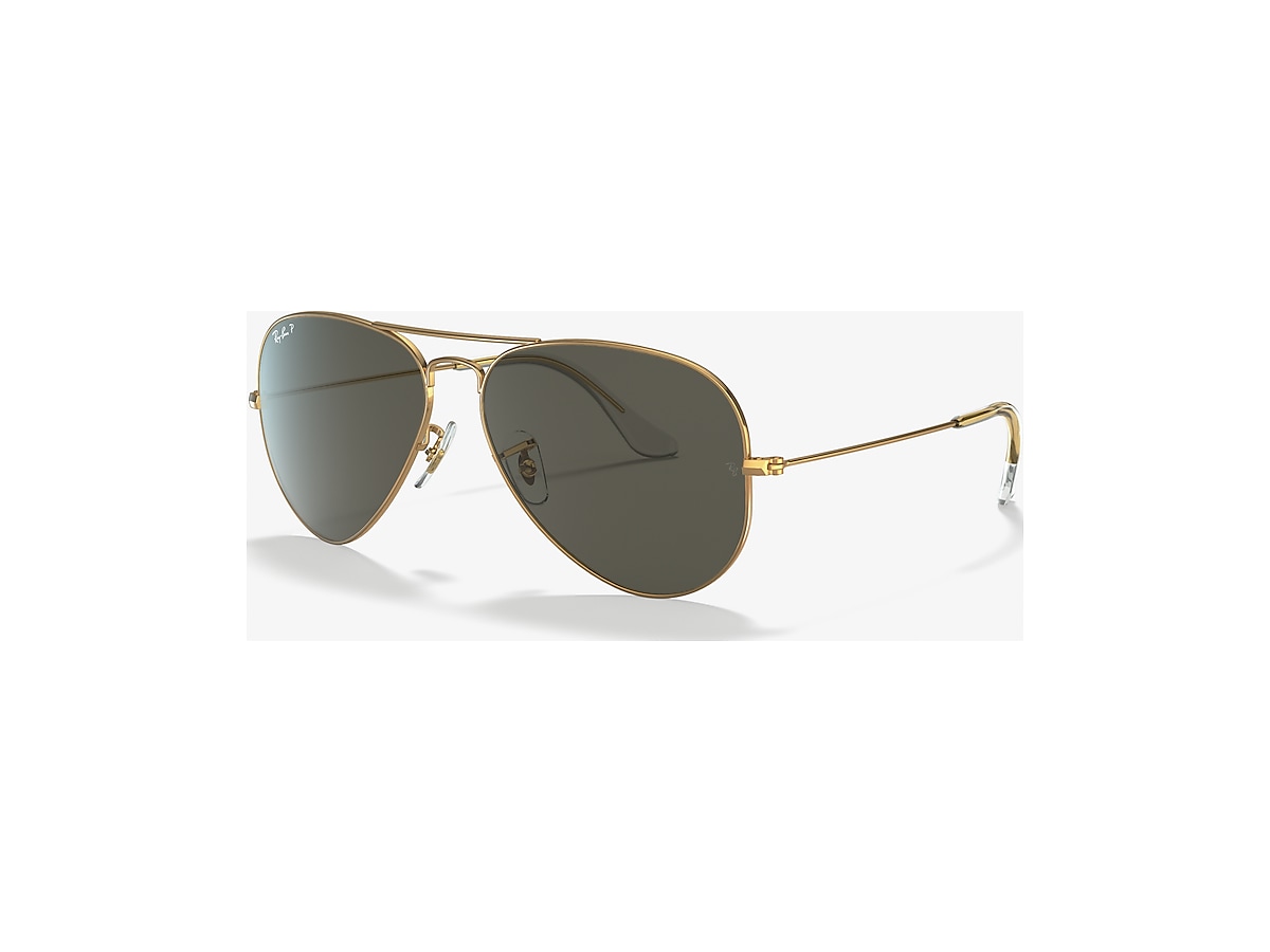 Ray-Ban RB3025 Aviator Classic 62 Green & Gold Polarized Sunglasses |  Sunglass Hut USA