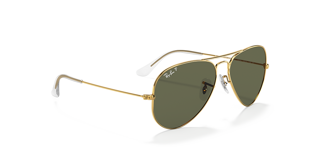 Ray-Ban RB3025 AVIATOR CLASSIC 62 Green & Gold Polarized Sunglasses | Sunglass USA