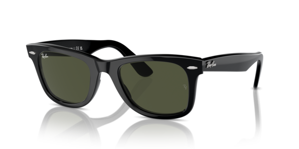 Óculos de sol Ray-Ban Original Wayfarer Classic RB2140, formato quadrado, armação em acetato preto, lente verde g-15