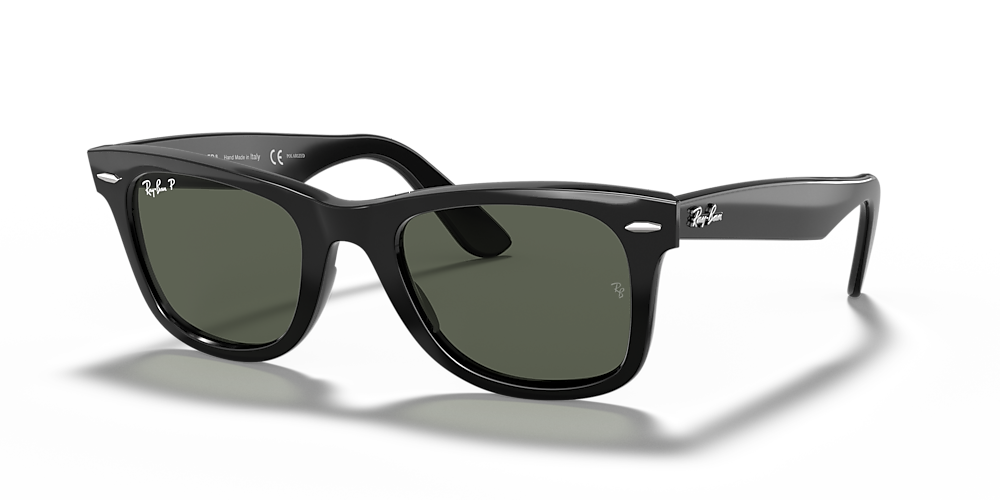 Ray-Ban Original Wayfarer Classic Sunglasses RB2140 901/58 - Gloss Black Frame - Polarized Green G-15 Lenses - 50mm