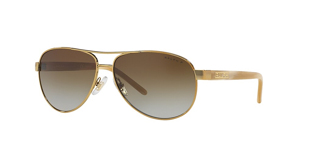 Ralph RA4004 59 Polar Gradient Brown & Shiny Gold Polarized Sunglasses ...