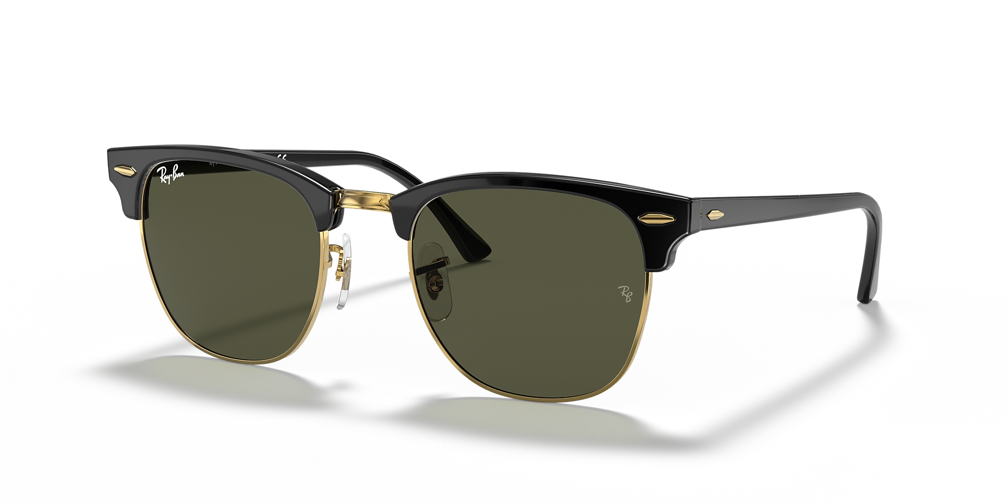 Ray-Ban RB3016 Clubmaster Classic Black On Gold / Green / Classic G-15 image 1