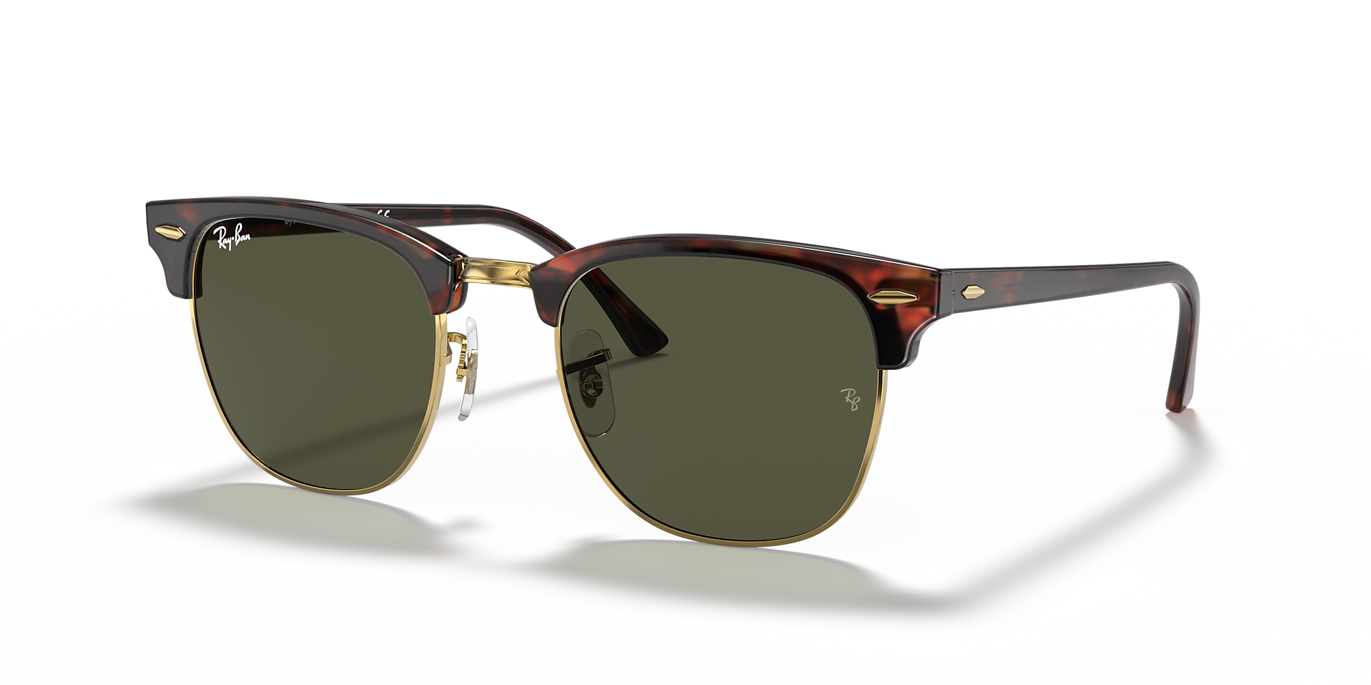 Ray-Ban RB3016 Clubmaster Classic Tortoise On Gold / Green / Classic G-15 image 1