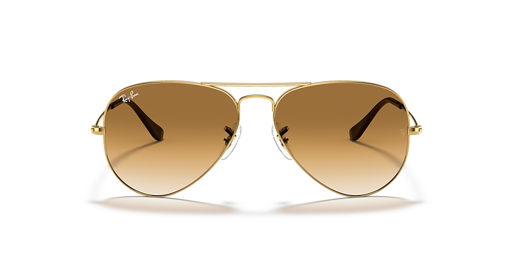 frelsen munching Alle Ray-Ban RB3025 Aviator Gradient 55 Light Brown & Gold Sunglasses | Sunglass  Hut USA