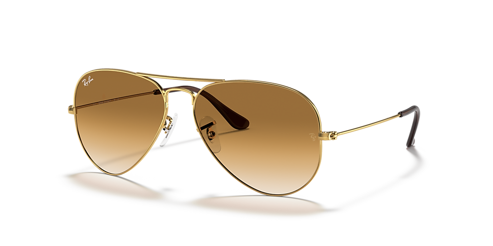 Ray-Ban RB3025 Aviator Gradient 58 Light Brown & Gold Sunglasses | Sunglass USA