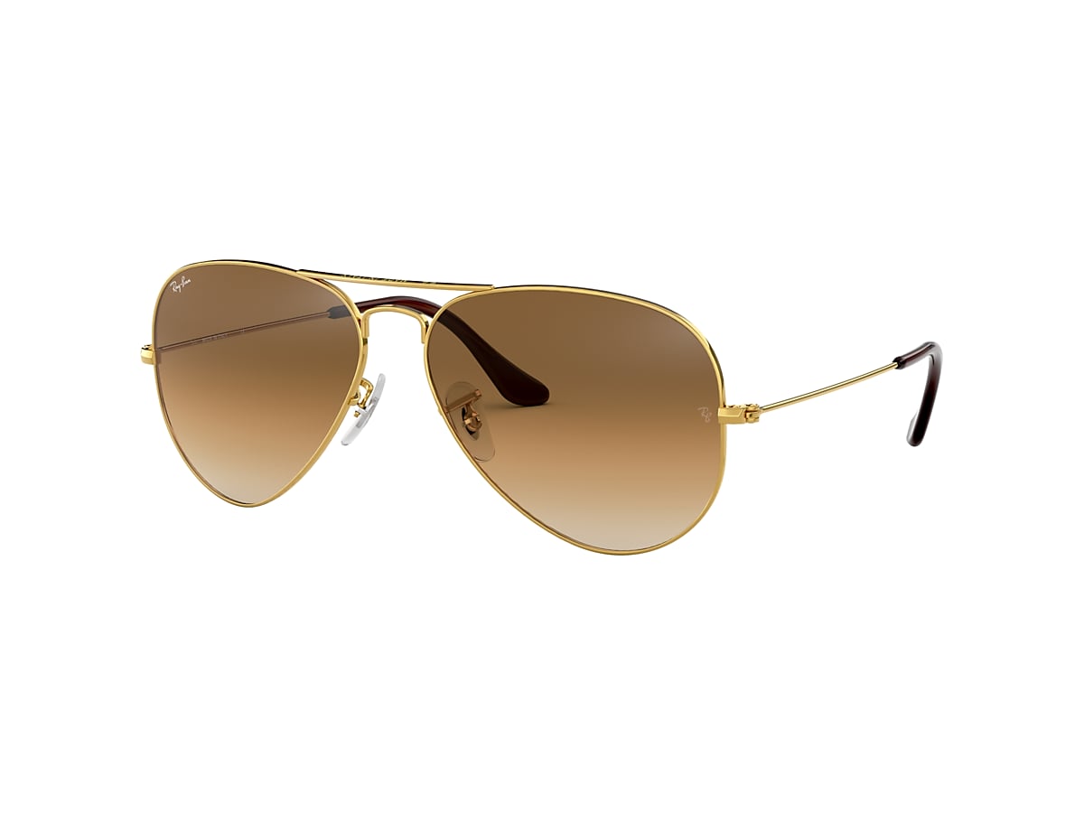 Ray-Ban RB3025 Aviator Gradient 62 Light Brown & Gold Sunglasses