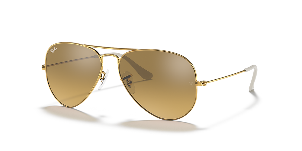 Gewaad Dag Geavanceerd Ray-Ban RB3025 Aviator Gradient 55 Brown/Silver Mirror & Gold Sunglasses |  Sunglass Hut USA