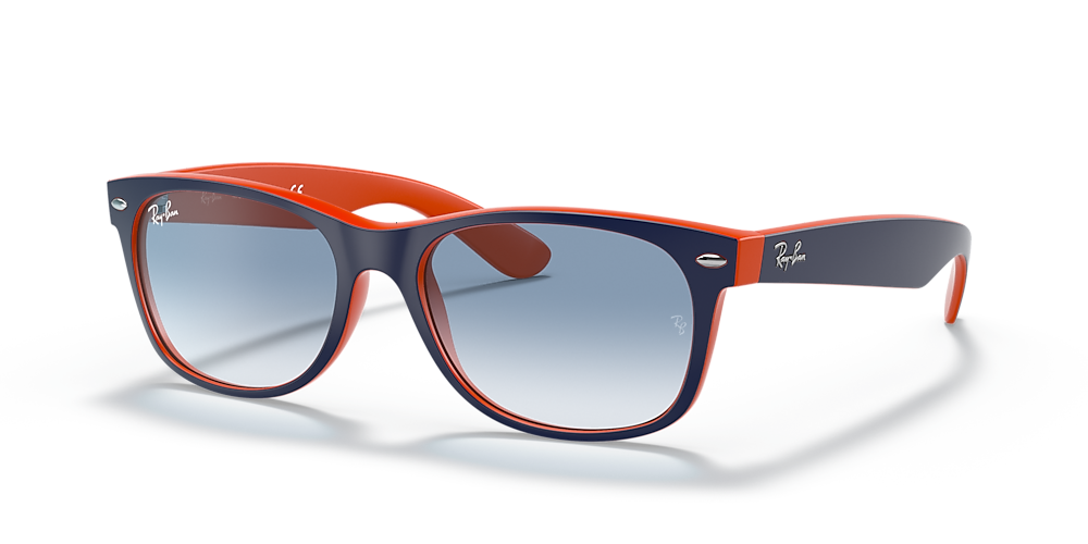 Ray-Ban RB2132 New Wayfarer Color Mix 55 Light Blue Gradient u0026 Blue On  Orange Sunglasses | Sunglass Hut USA