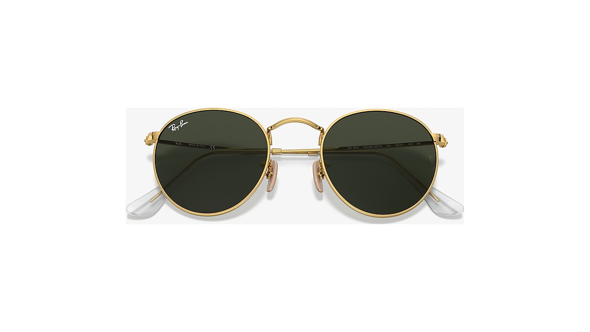 Ambitiøs Gepard fordel Ray-Ban RB3447 Round Metal 50 Green & Gold Sunglasses | Sunglass Hut USA