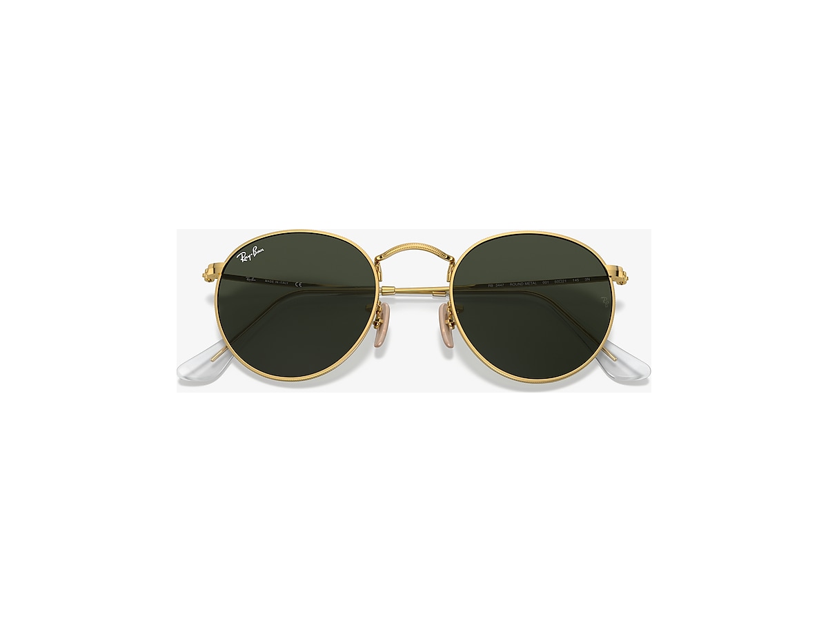 Ray-Ban RB3447 Round Metal 50 Green & Gold Sunglasses | Hut