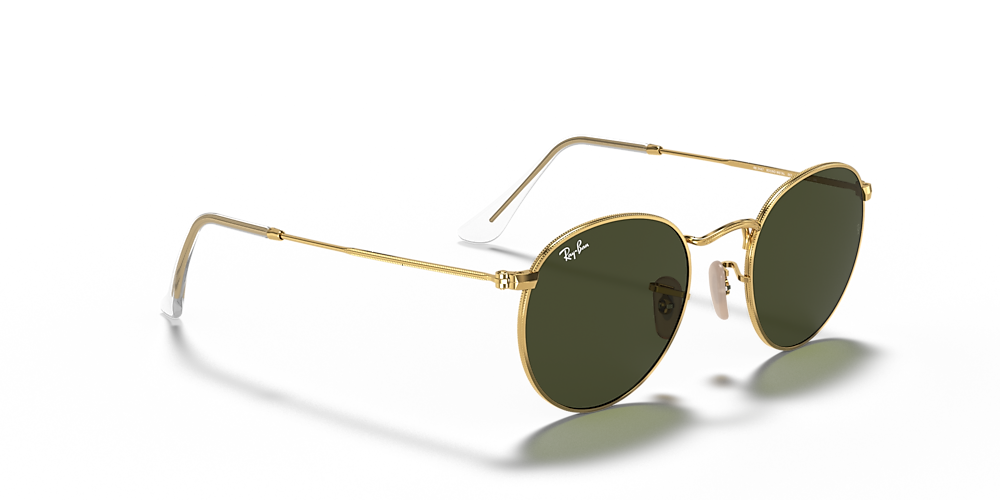 Forgiving Thanks count Ray-Ban RB3447 ROUND METAL 50 Green & Gold Sunglasses | Sunglass Hut USA