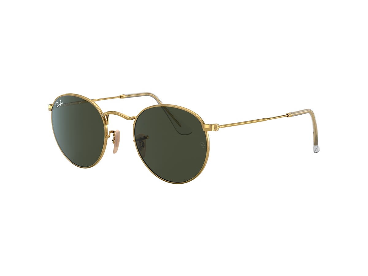 Ray-Ban RB3447 Round Metal 50 Green & Gold Sunglasses | Hut