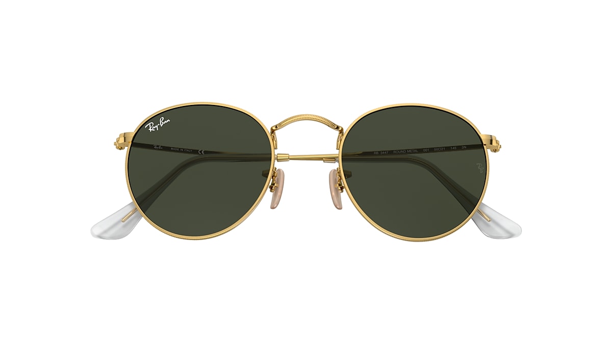 Ray-Ban RB3447 Round Metal 47 Green & Gold Sunglasses